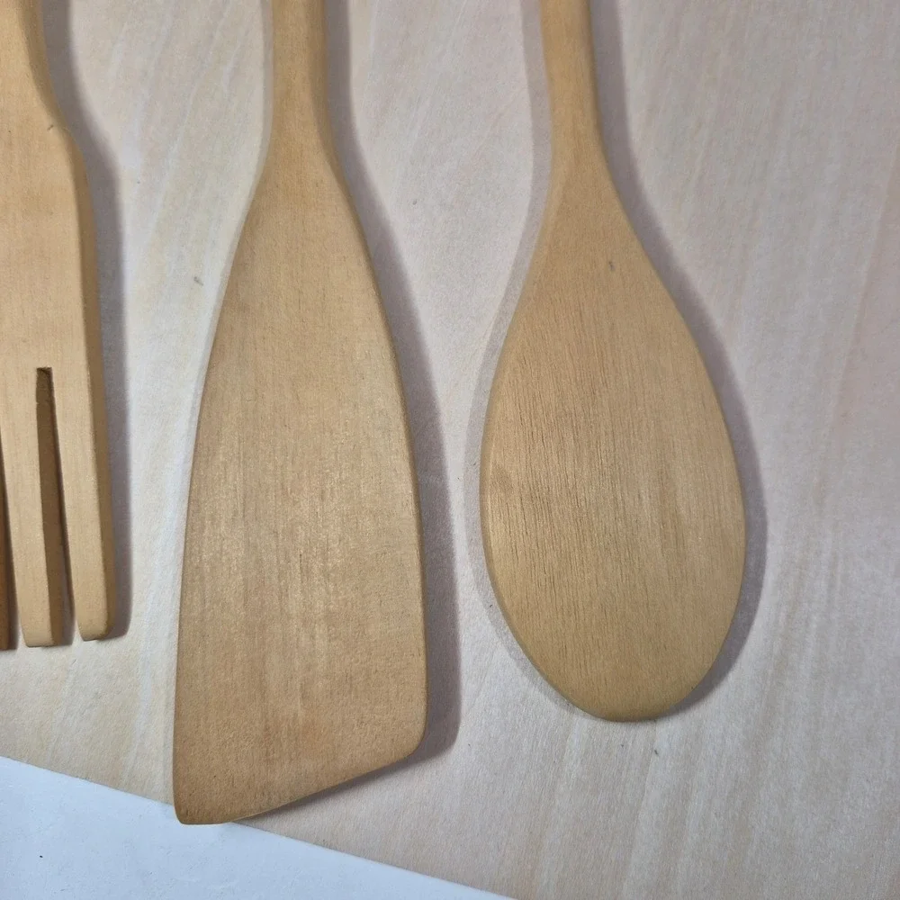 Set of‎ 4 Wooden Kitchen Utensils with Ceramic Vegetable Handles